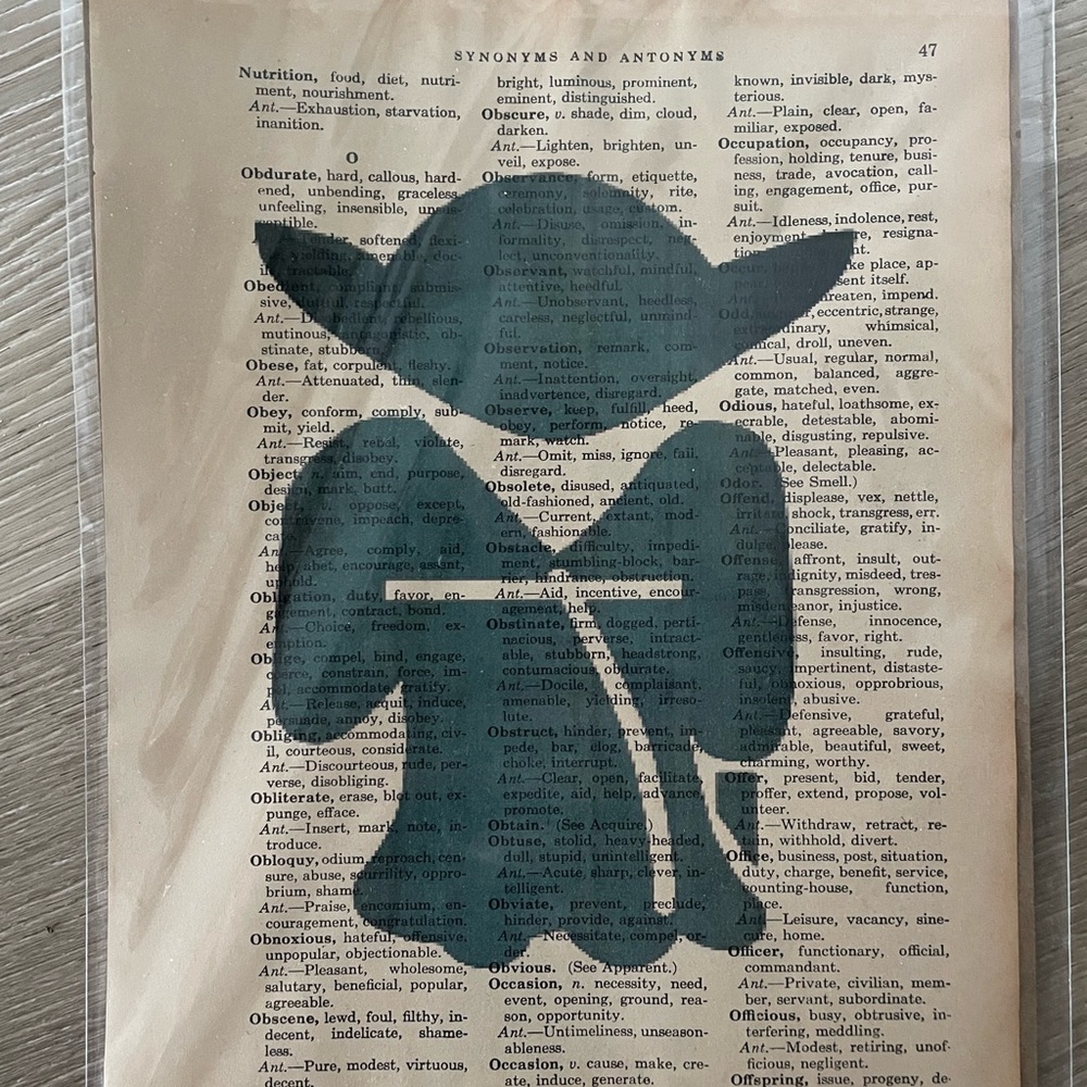 Art piece - dictionary page Yoda 8 1/2 x 11”